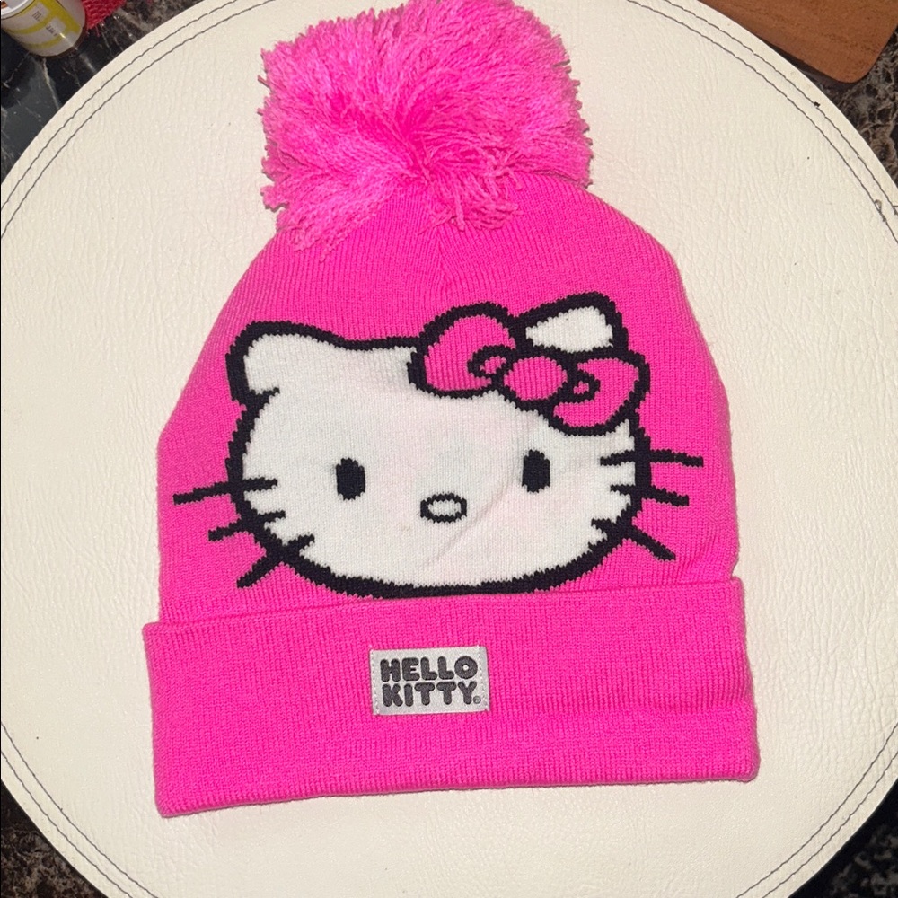 Hello Kitty Pink Beanie with Pom Pom